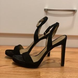 Sam Edelman Jade Ankle Strap Heel Black Suede SZ 7.5, almost new—worn only once
